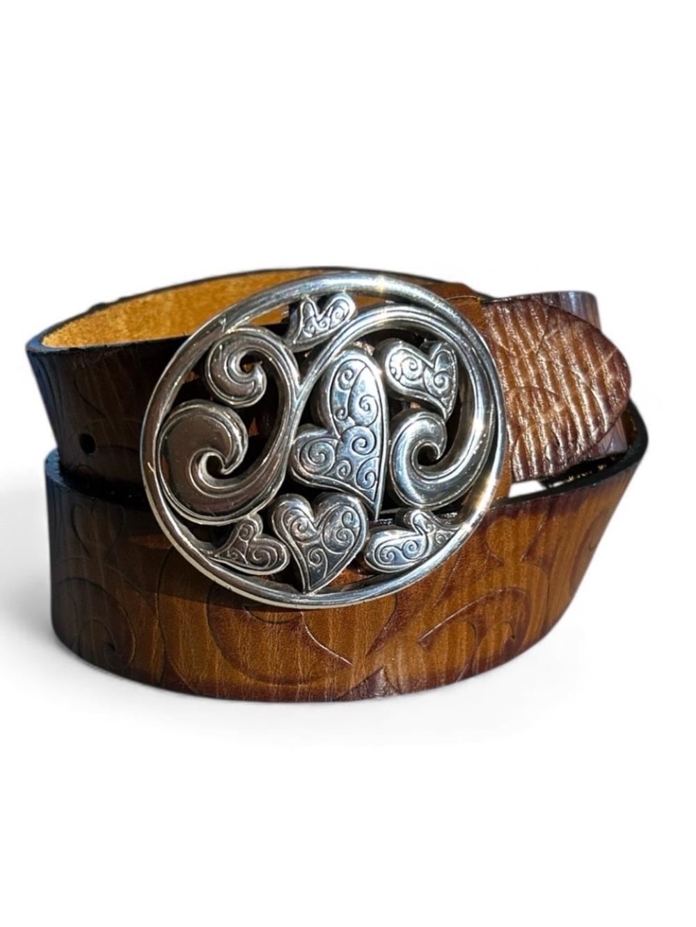 Brighton Love Carnival Brown Leather Belt Made in USA Size 32